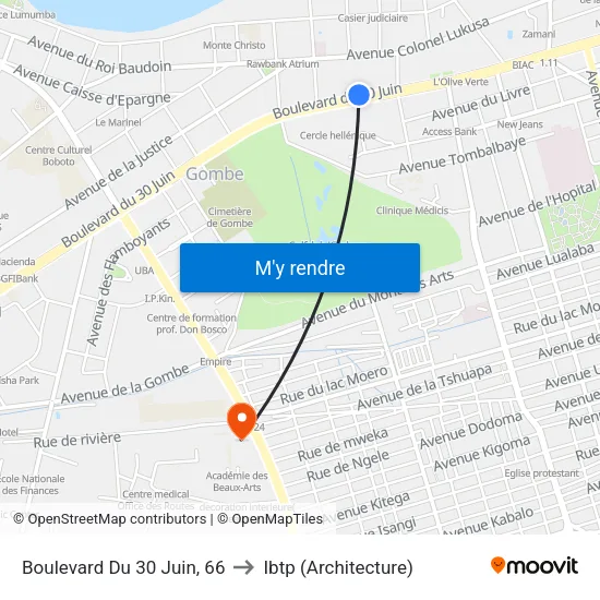 Boulevard Du 30 Juin, 66 to Ibtp (Architecture) map