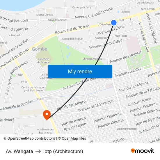 Av. Wangata to Ibtp (Architecture) map