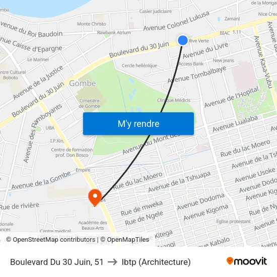 Boulevard Du 30 Juin, 51 to Ibtp (Architecture) map