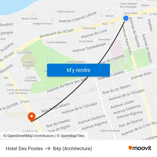 Hotel Des Postes to Ibtp (Architecture) map