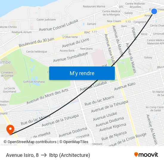 Avenue Isiro, 8 to Ibtp (Architecture) map