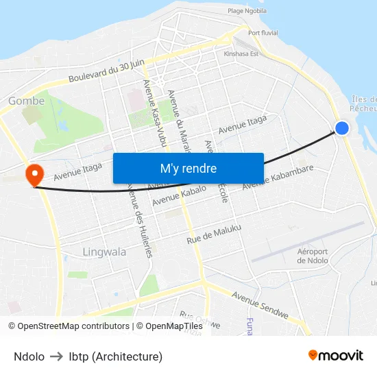 Ndolo to Ibtp (Architecture) map