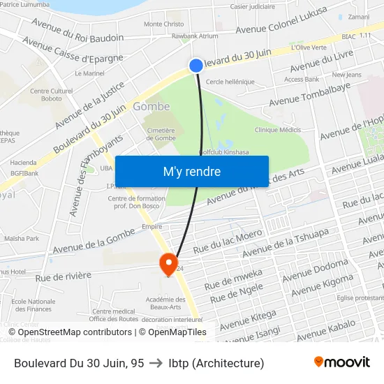 Boulevard Du 30 Juin, 95 to Ibtp (Architecture) map