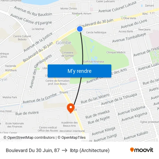 Boulevard Du 30 Juin, 87 to Ibtp (Architecture) map