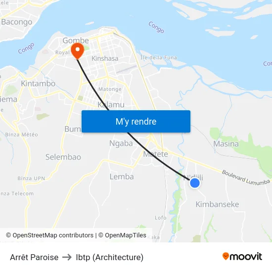 Arrêt Paroise to Ibtp (Architecture) map