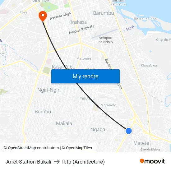 Arrêt Station Bakali to Ibtp (Architecture) map