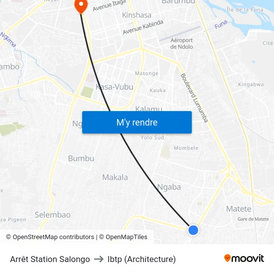 Arrêt Station Salongo to Ibtp (Architecture) map