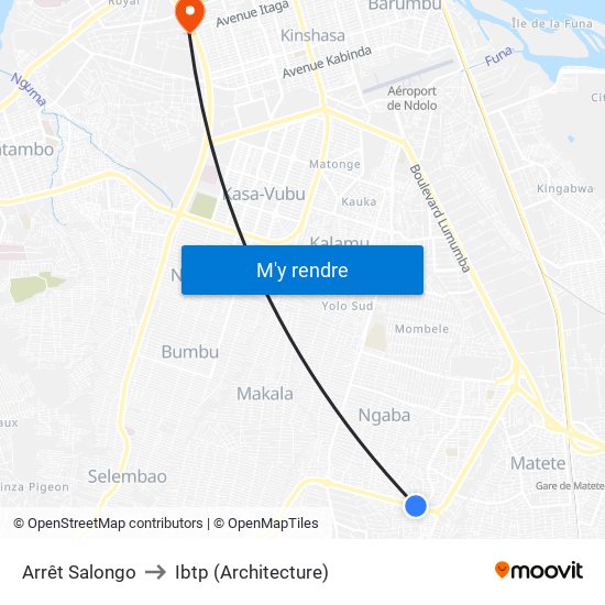 Arrêt Salongo to Ibtp (Architecture) map