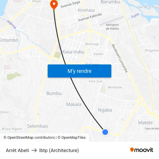 Arrêt Abeti to Ibtp (Architecture) map