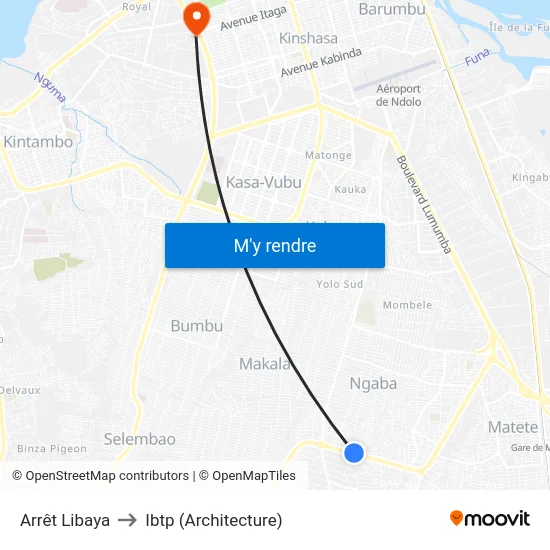 Arrêt Libaya to Ibtp (Architecture) map