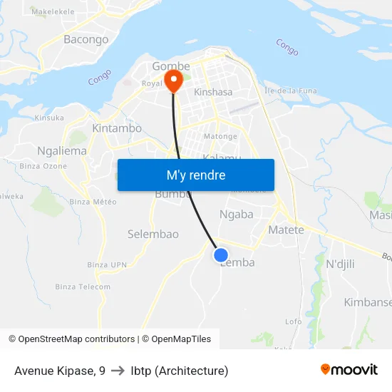 Avenue Kipase, 9 to Ibtp (Architecture) map