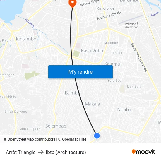 Arrêt Triangle to Ibtp (Architecture) map