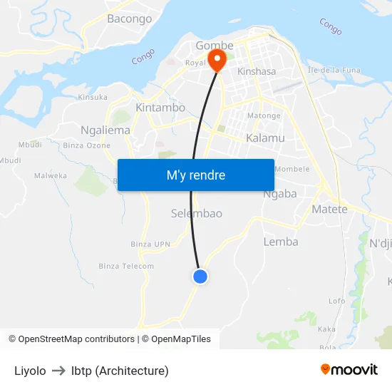 Liyolo to Ibtp (Architecture) map