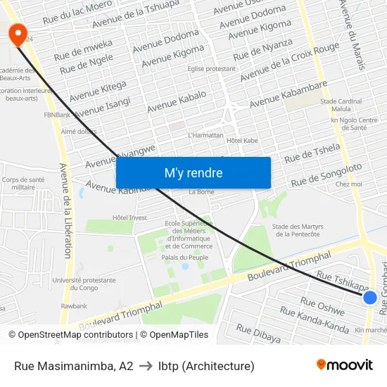 Rue Masimanimba, A2 to Ibtp (Architecture) map