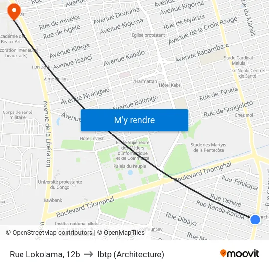 Rue Lokolama, 12b to Ibtp (Architecture) map