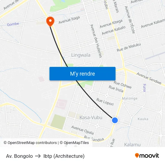 Av. Bongolo to Ibtp (Architecture) map