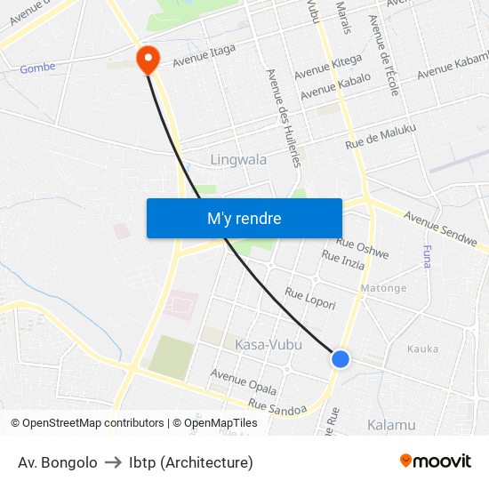 Av. Bongolo to Ibtp (Architecture) map