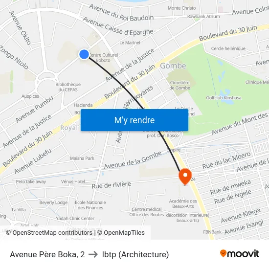 Avenue Père Boka, 2 to Ibtp (Architecture) map