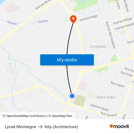 Lyceé Montaigne to Ibtp (Architecture) map
