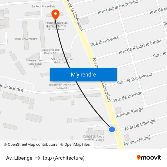 Av. Libenge to Ibtp (Architecture) map