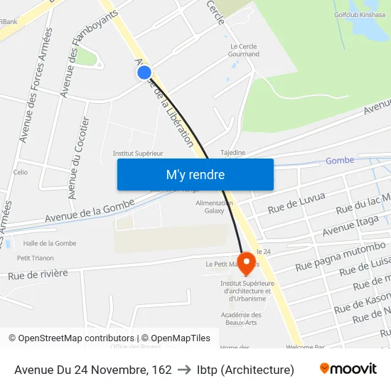 Avenue Du 24 Novembre, 162 to Ibtp (Architecture) map