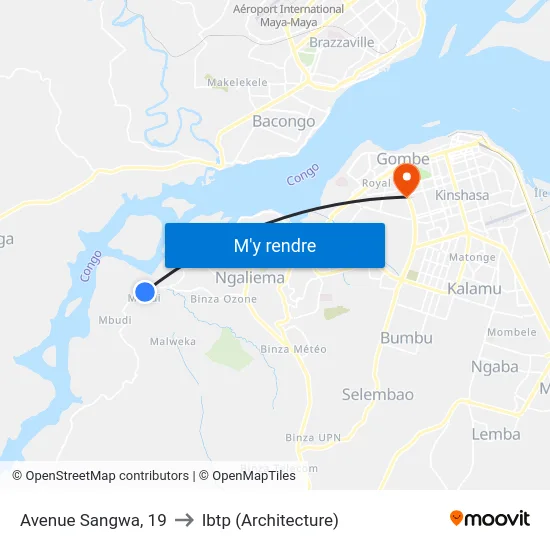 Avenue Sangwa, 19 to Ibtp (Architecture) map