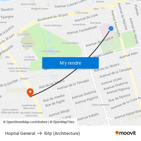 Hopital General to Ibtp (Architecture) map