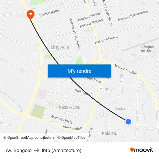 Av. Bongolo to Ibtp (Architecture) map