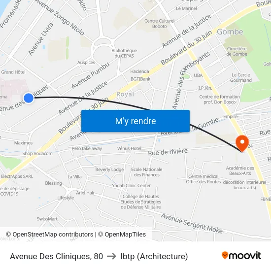 Avenue Des Cliniques, 80 to Ibtp (Architecture) map