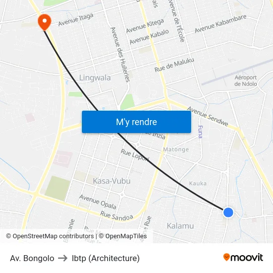 Av. Bongolo to Ibtp (Architecture) map