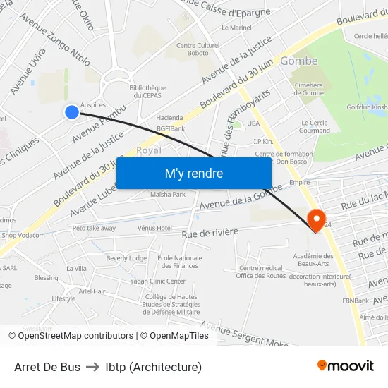Arret De Bus to Ibtp (Architecture) map