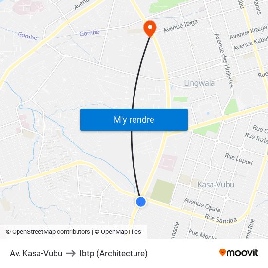 Av. Kasa-Vubu to Ibtp (Architecture) map