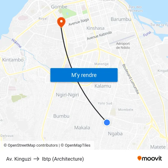 Av. Kinguzi to Ibtp (Architecture) map