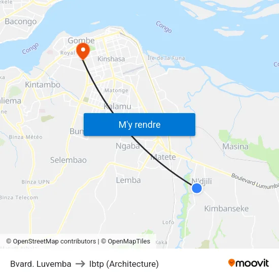 Bvard. Luvemba to Ibtp (Architecture) map