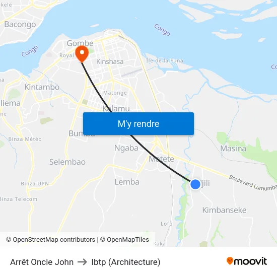 Arrêt Oncle John to Ibtp (Architecture) map