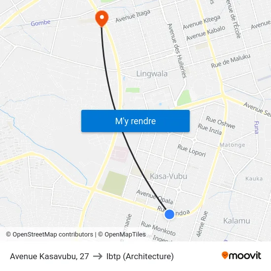 Avenue Kasavubu, 27 to Ibtp (Architecture) map