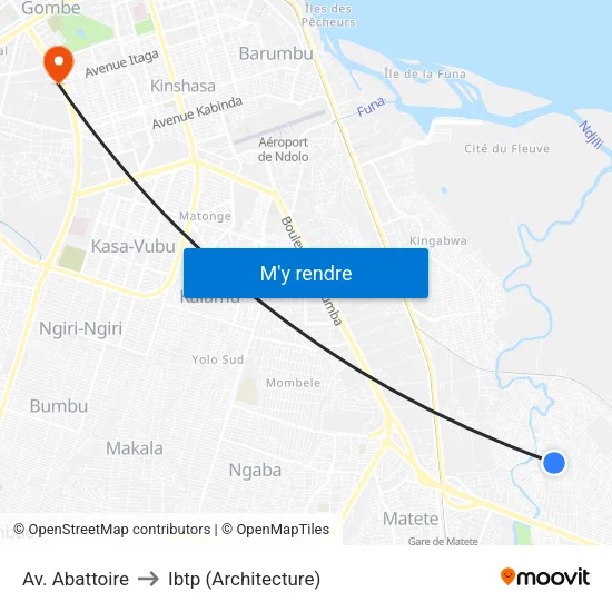 Av. Abattoire to Ibtp (Architecture) map