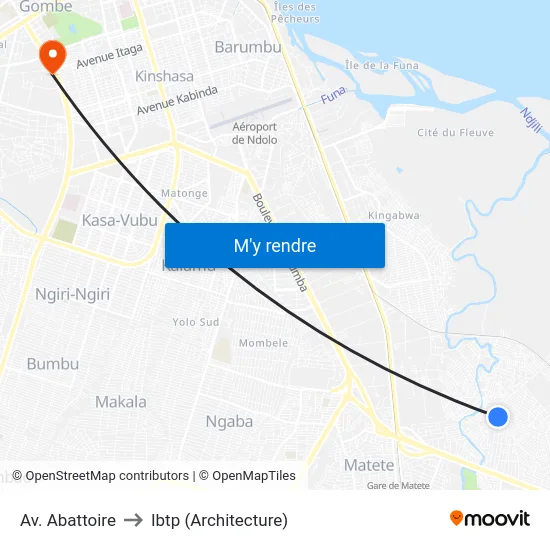 Av. Abattoire to Ibtp (Architecture) map