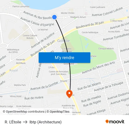 R. L'Étoile to Ibtp (Architecture) map