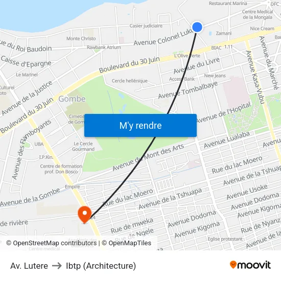 Av. Lutere to Ibtp (Architecture) map