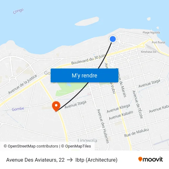 Avenue Des Aviateurs, 22 to Ibtp (Architecture) map