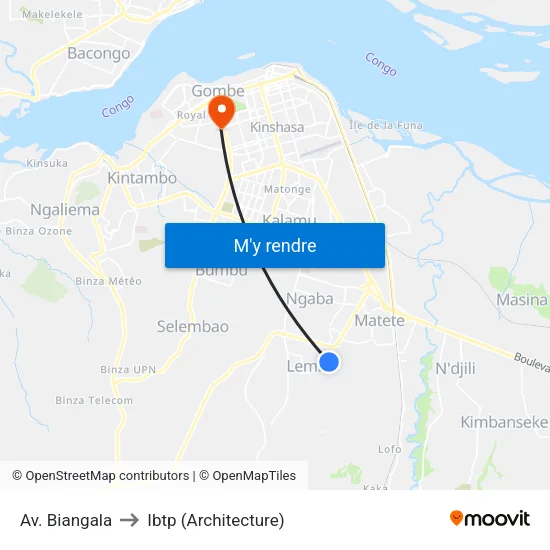 Av. Biangala to Ibtp (Architecture) map