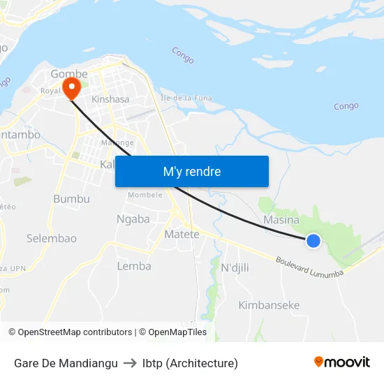 Gare De Mandiangu to Ibtp (Architecture) map