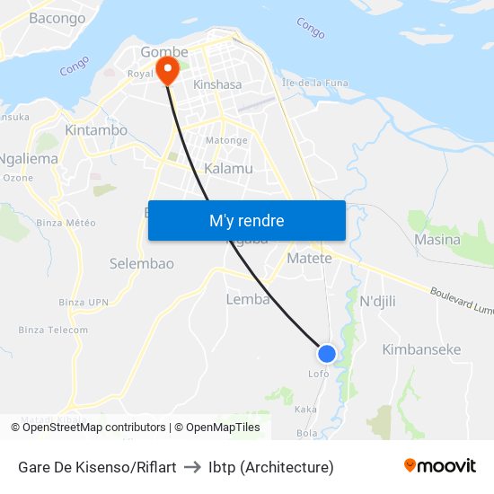 Gare De Kisenso/Riflart to Ibtp (Architecture) map
