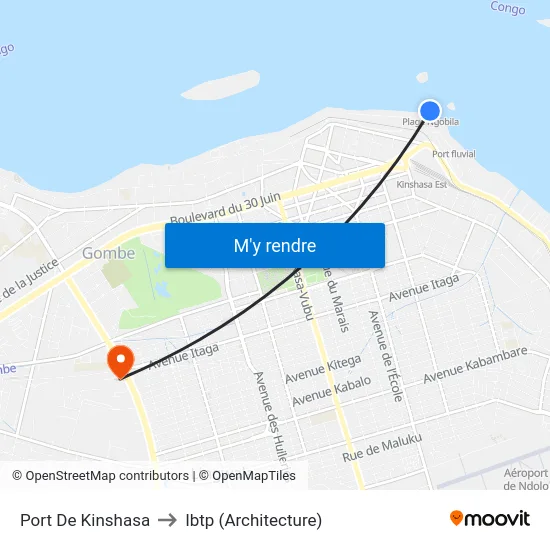 Port De Kinshasa to Ibtp (Architecture) map