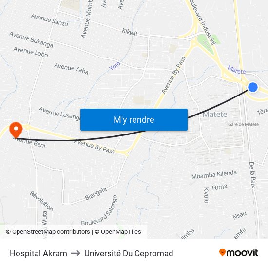 Hospital Akram to Université Du Cepromad map