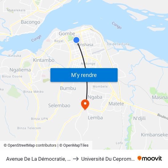 Avenue De La Démocratie, 44 to Université Du Cepromad map