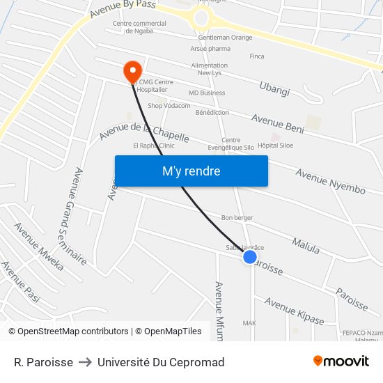 R. Paroisse to Université Du Cepromad map