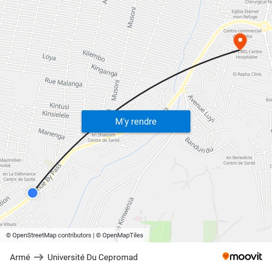 Armé to Université Du Cepromad map