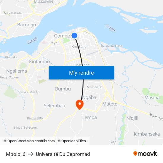 Mpolo, 6 to Université Du Cepromad map